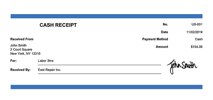 free cash receipt templates print email as pdf