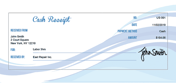 Cash Receipt Template Us Cool Waves Receipt 