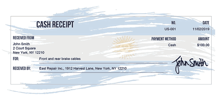 Cash Receipt Template Us Flag Of Argentina Receipt 
