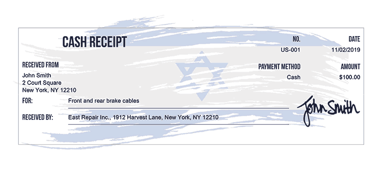 Cash Receipt Template Us Flag Of Israel Receipt 