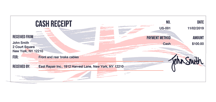 Cash Receipt Template Us Flag Of United Kingdom Receipt 