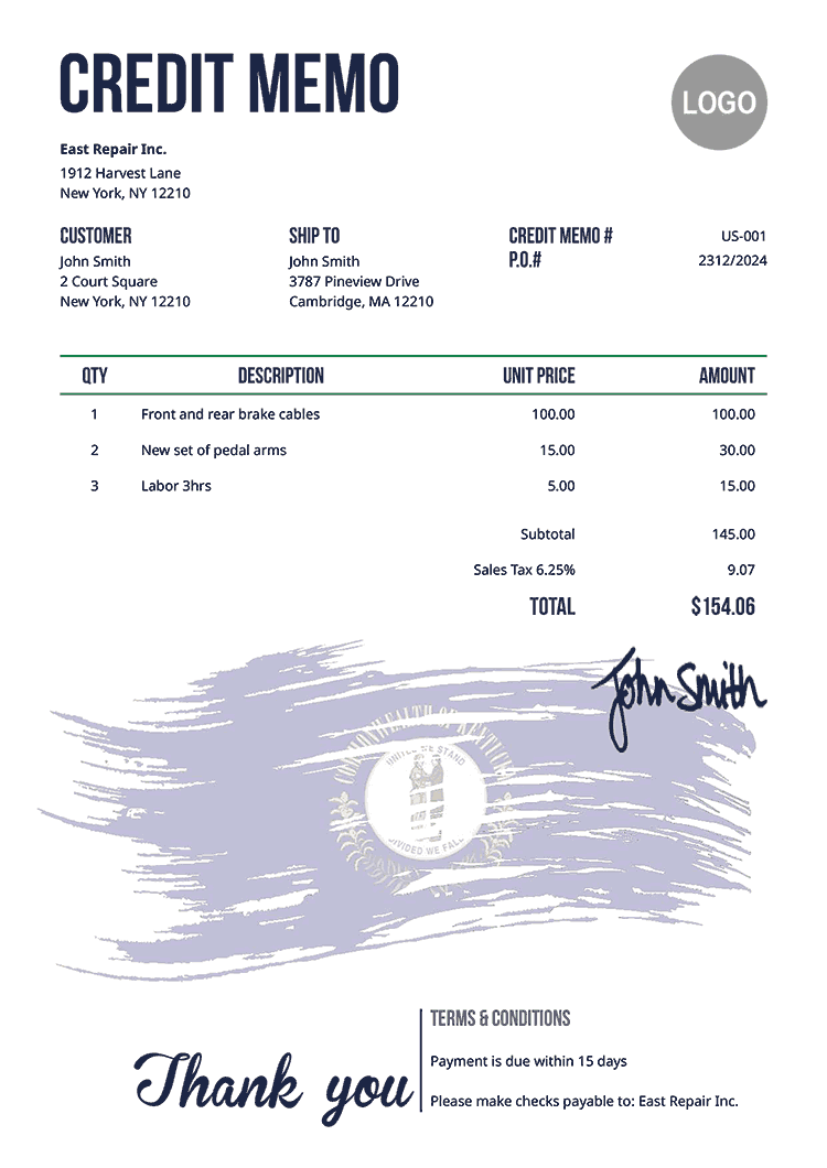 Credit Memo Template Us Flag Of Kentucky 