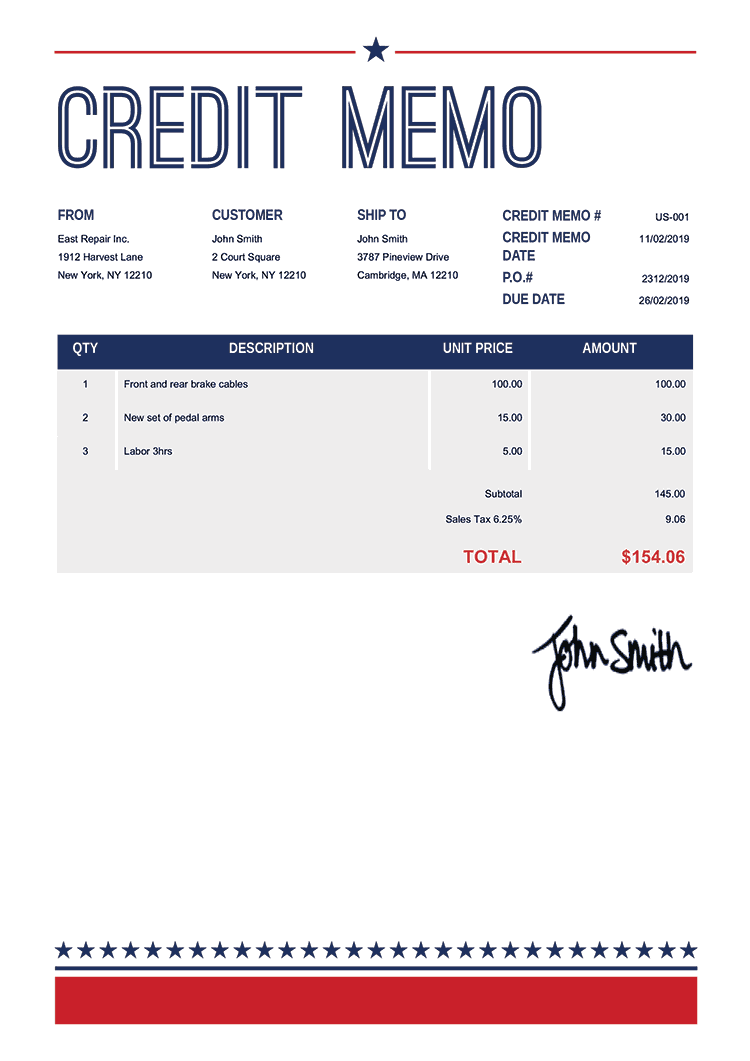 credit memo vs refund