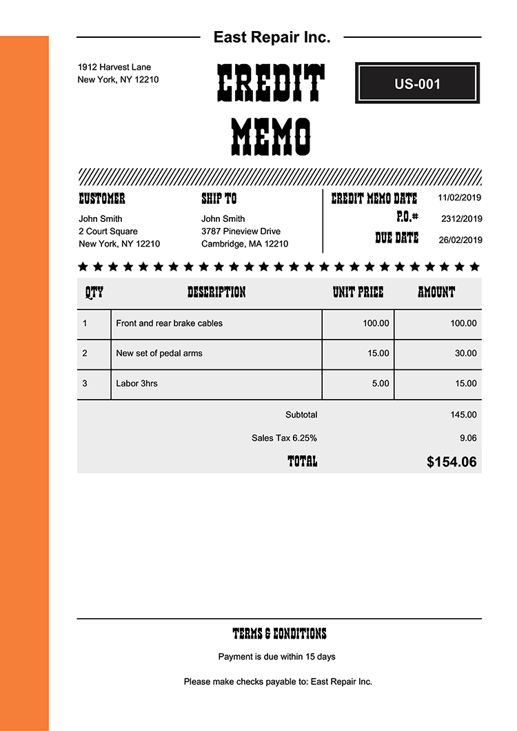 moon invoice credit notes