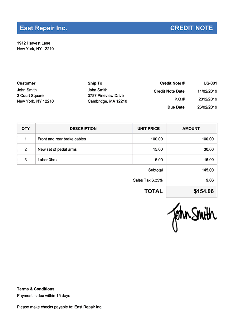 Free Credit Note Templates Quickly Create Send As PDF