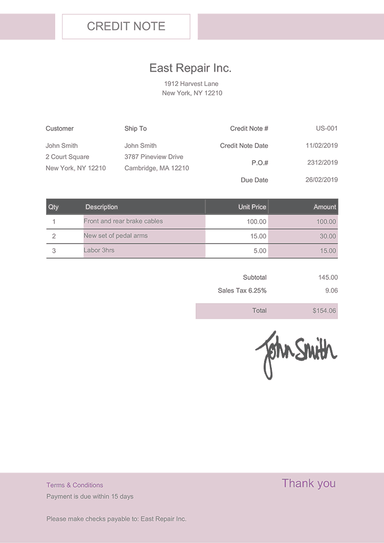 Free Credit Note Templates Quickly Create Send As PDF