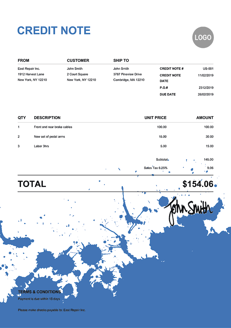 Free Credit Note Templates Quickly Create Send As PDF