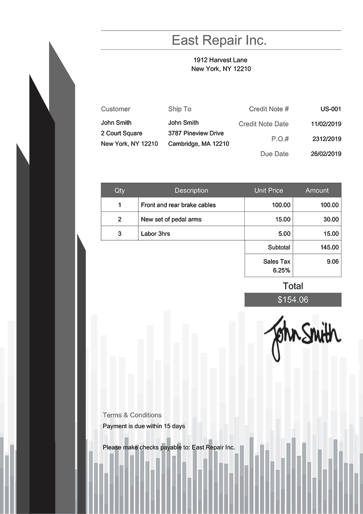 Credit Note Template Us Success Gray 