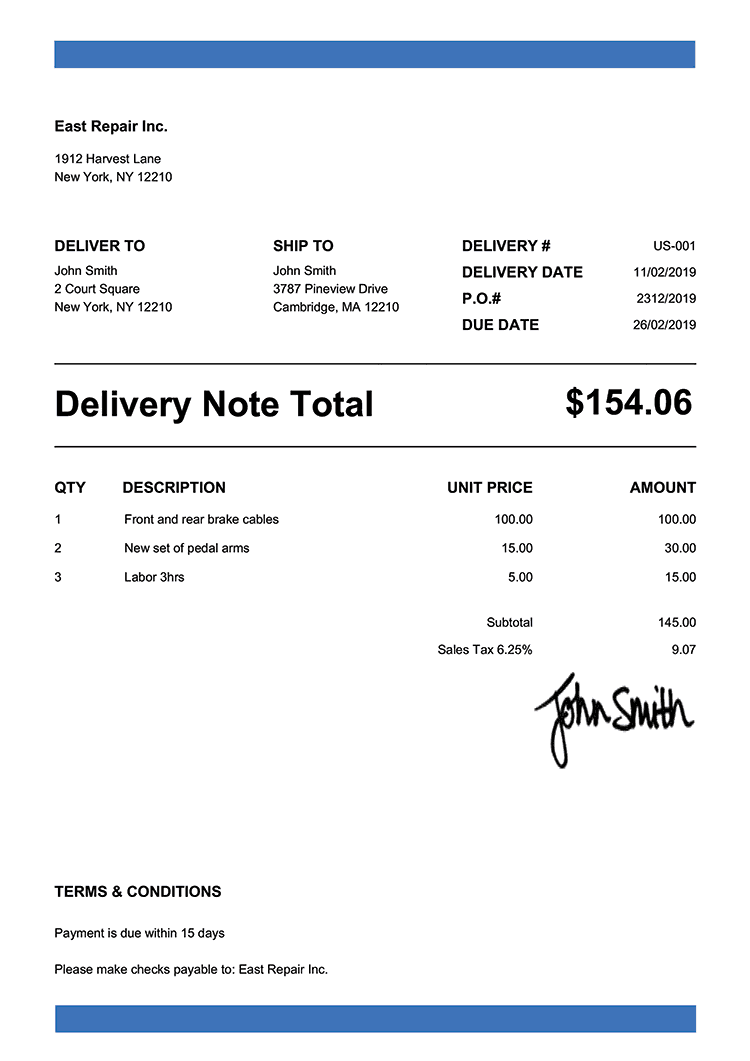 Free Delivery Note Templates Quickly Create Send As PDF