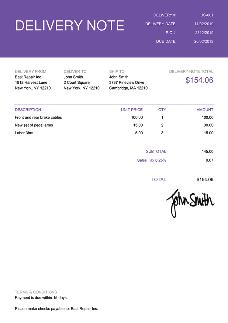 Free Delivery Note Templates Quickly Create Send As PDF