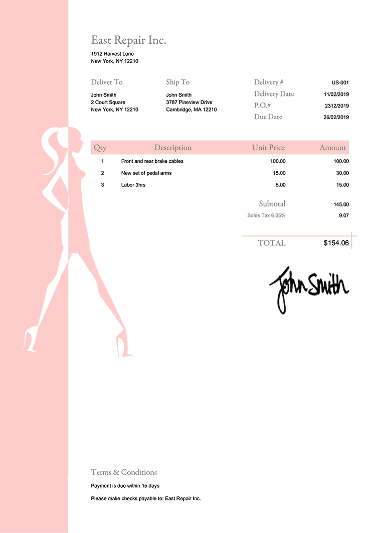 Delivery Note Template Us Fashionista Peach 
