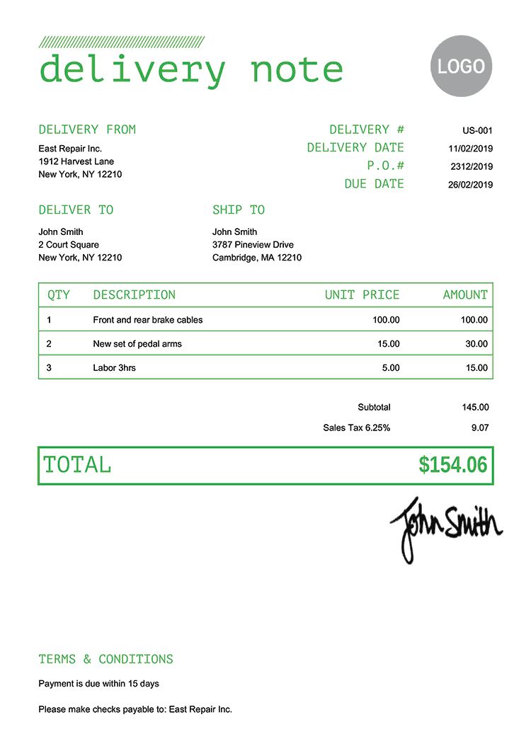 Free Delivery Note Templates Quickly Create Send As PDF Free Delivery Note Templates Quickly Create Send As PDF