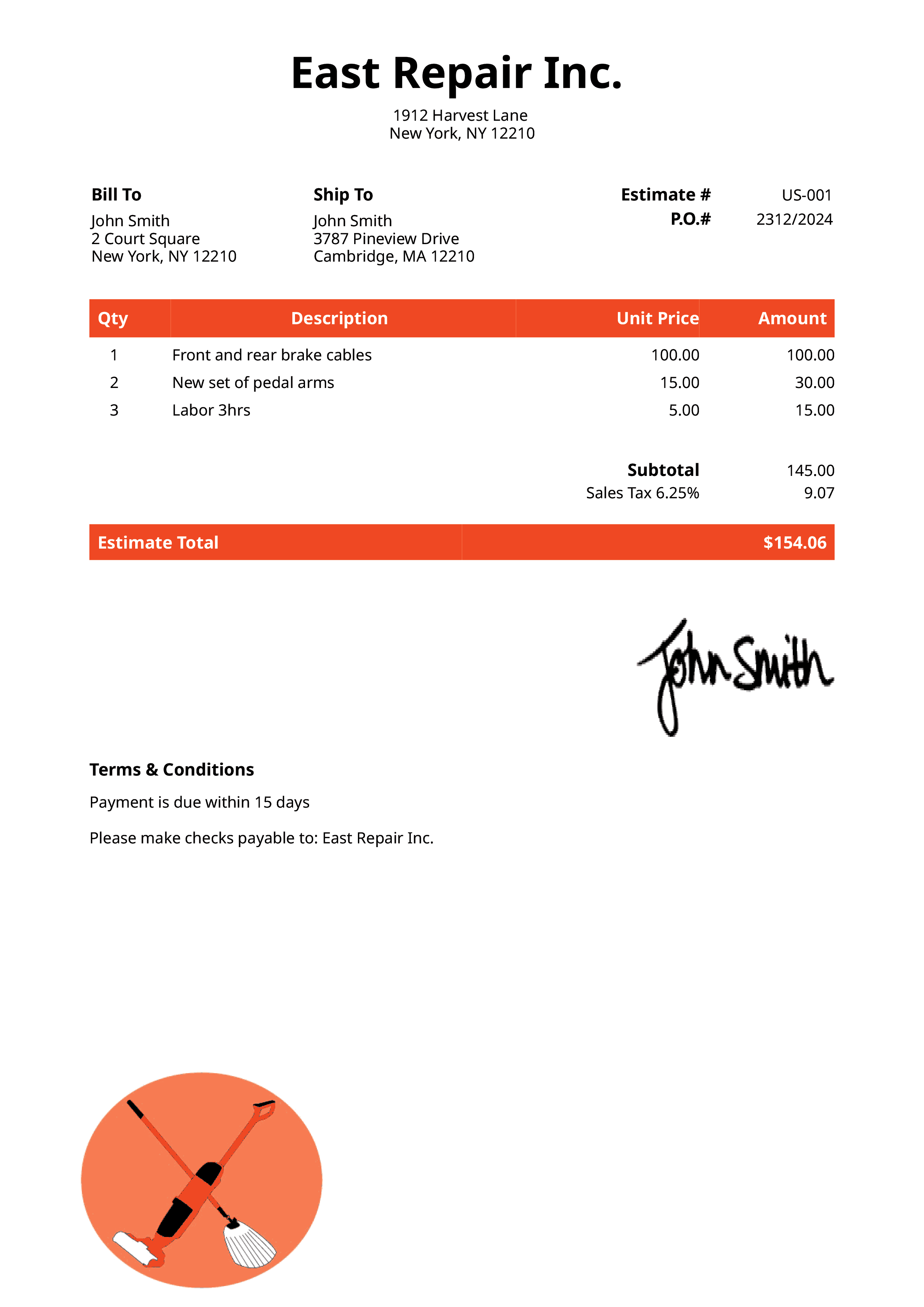 Estimate Template Us Cleaner Orange 