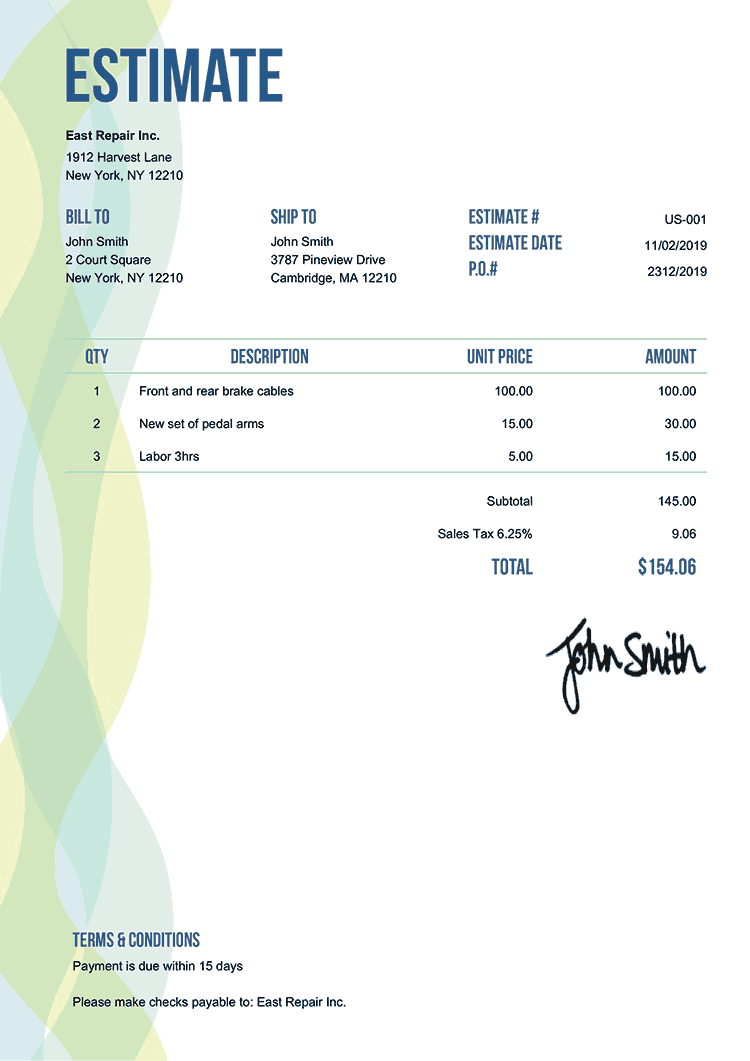 instay form estimates and invoice pro