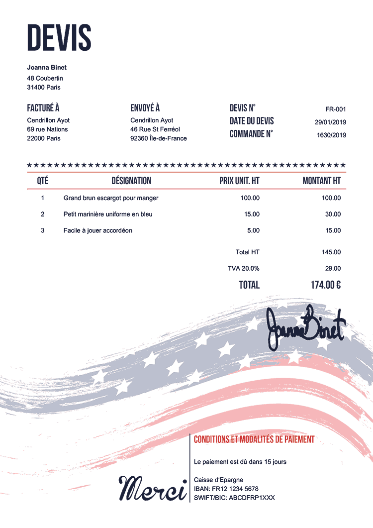 Exemple De Devis Fr Drapeau Etats Units