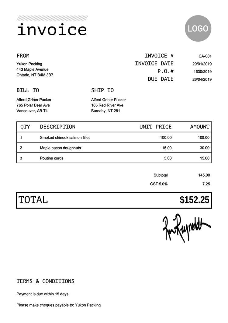 Invoice Template Ca Mono Black