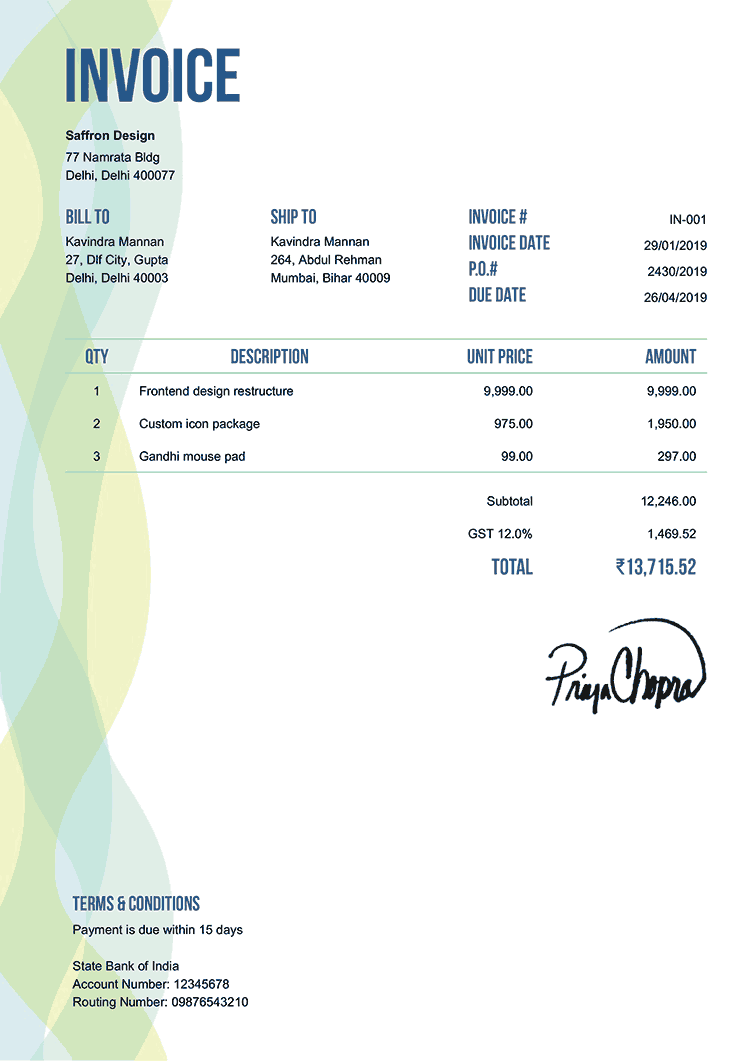 Invoice Template In Dexter