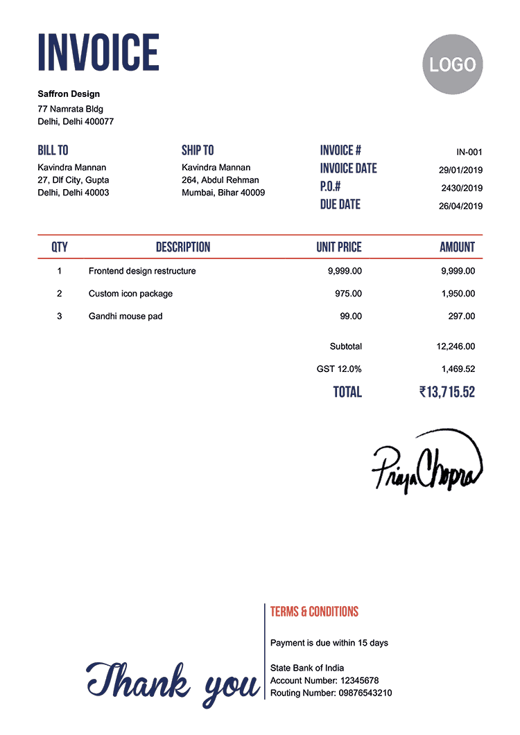 Invoice Template In Neat