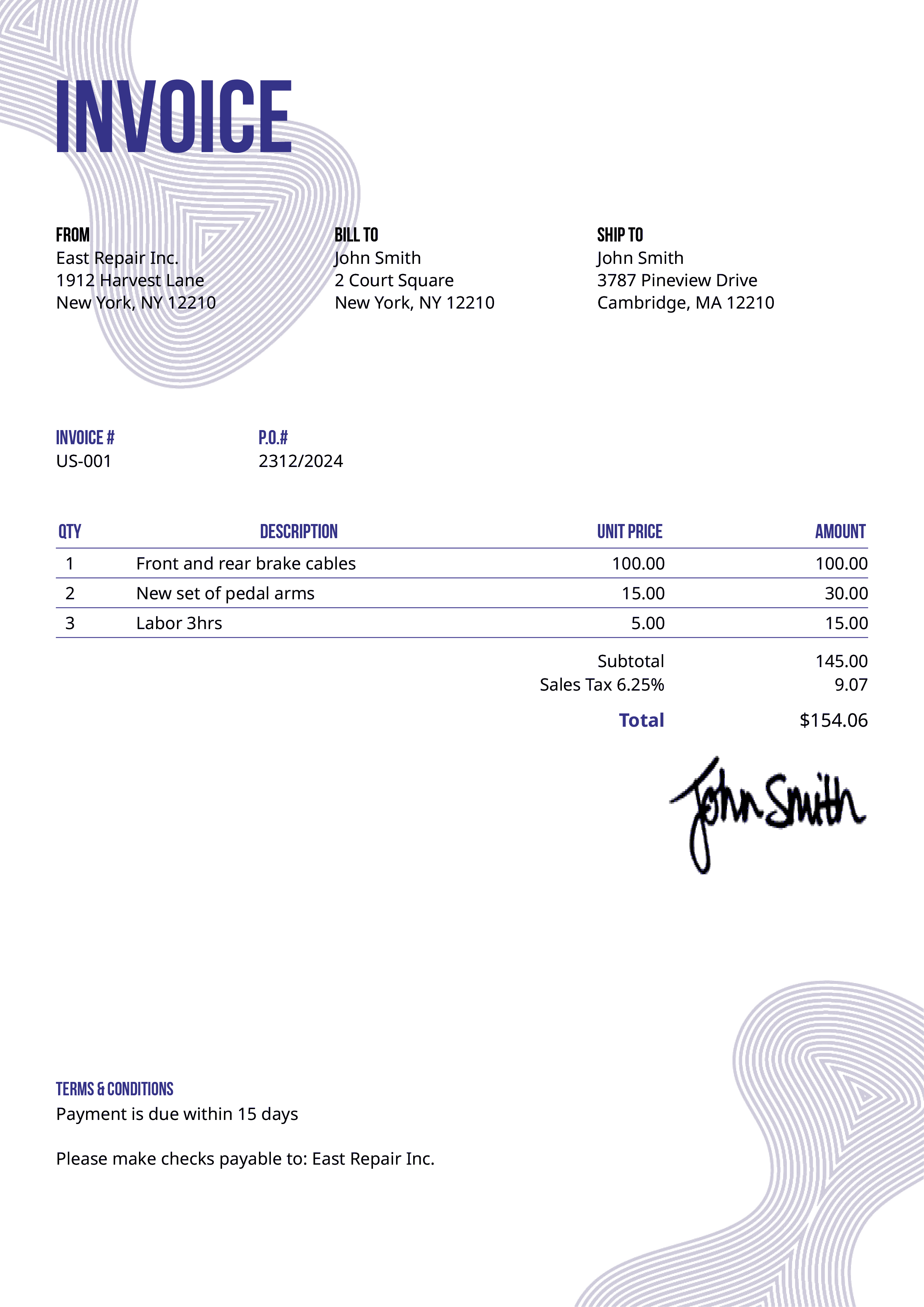 Invoice Template Us Blobs Purple 