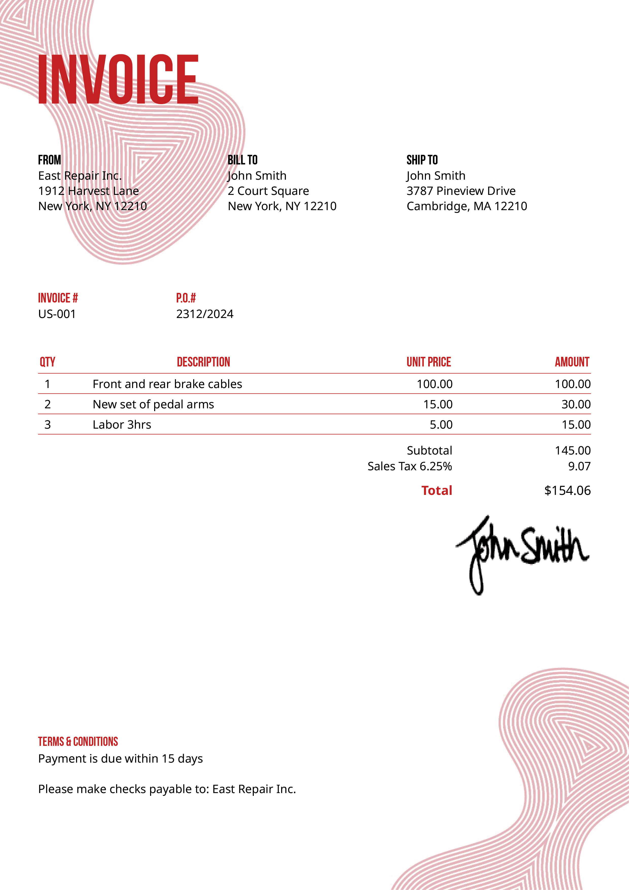 Invoice Template Us Blobs Red 