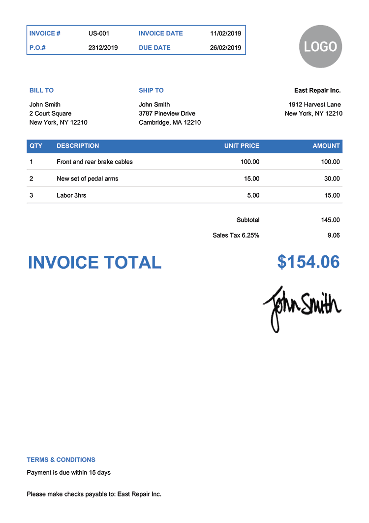 Invoice Template Us Clean Blue 