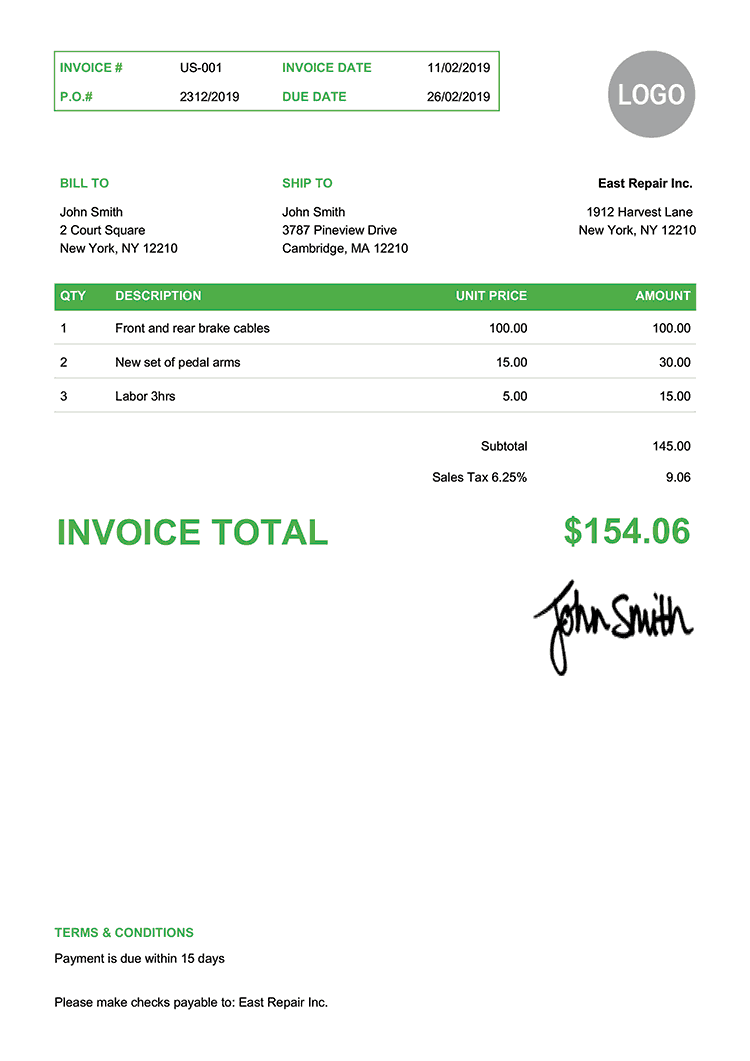 Invoice Template Us Clean Green 