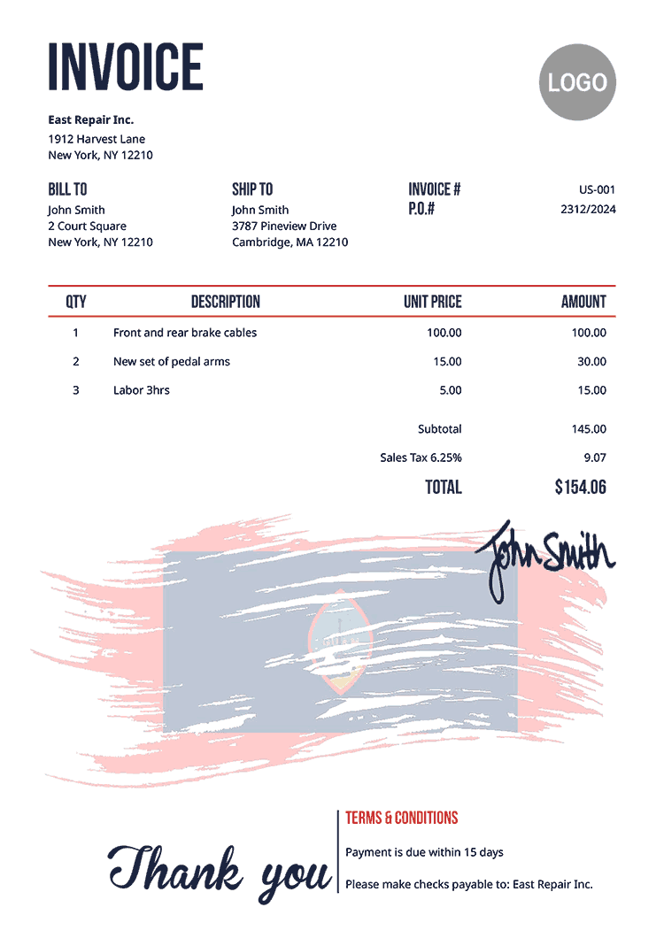 Invoice Template Us Flag Of Guam 