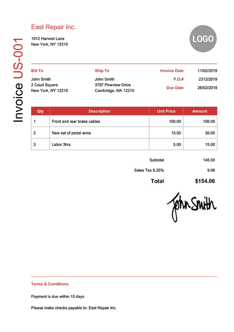 100 Free Invoice Templates Print Email Invoices