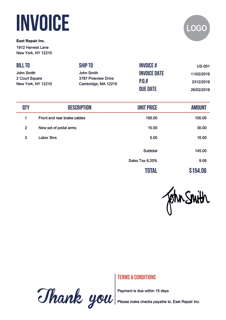 Invoice Template Us Neat 