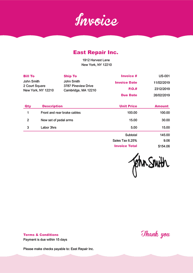 Invoice Template Us Pink Frosting 