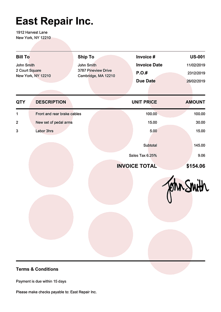 Invoice Template Us Pure Red 