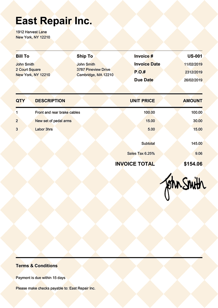 Invoice Template Us Pure Yellow 