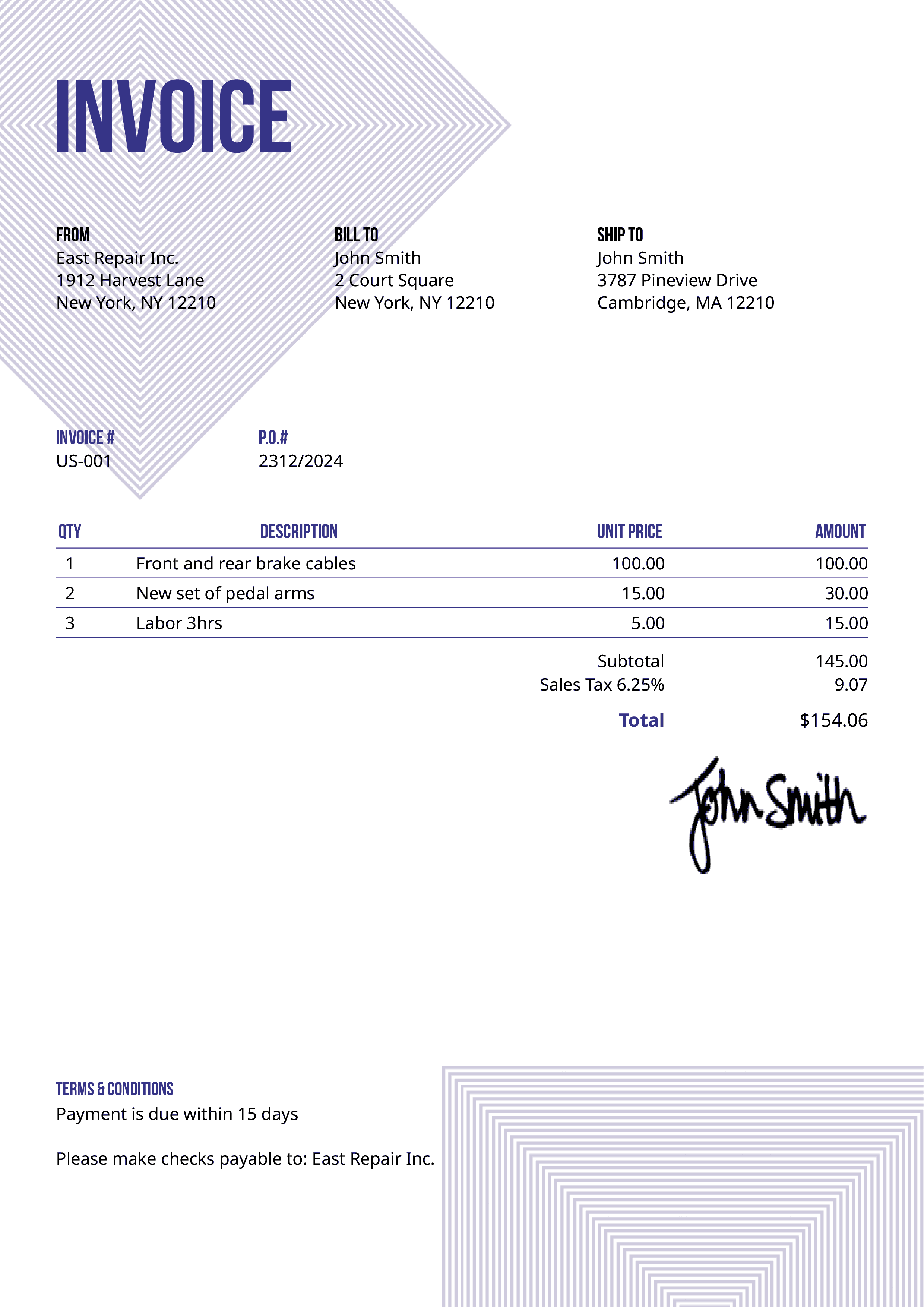 Invoice Template Us Squares Purple 