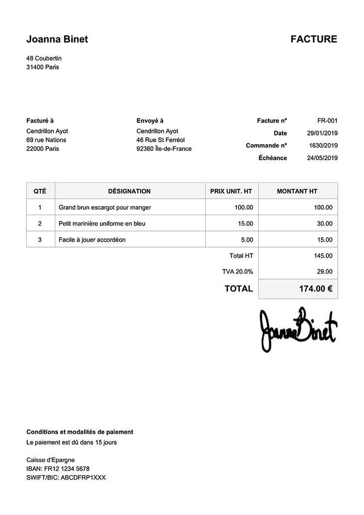 Exemple De Facture Proforma Word Modele Facture Format Word Et Pdf ...