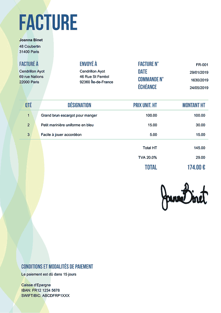 Facture Auto Entrepreneur Excel  Sample Excel Templates