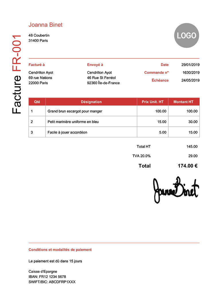 Factures Proforma PDF gratuites  Créez, téléchargez une facture