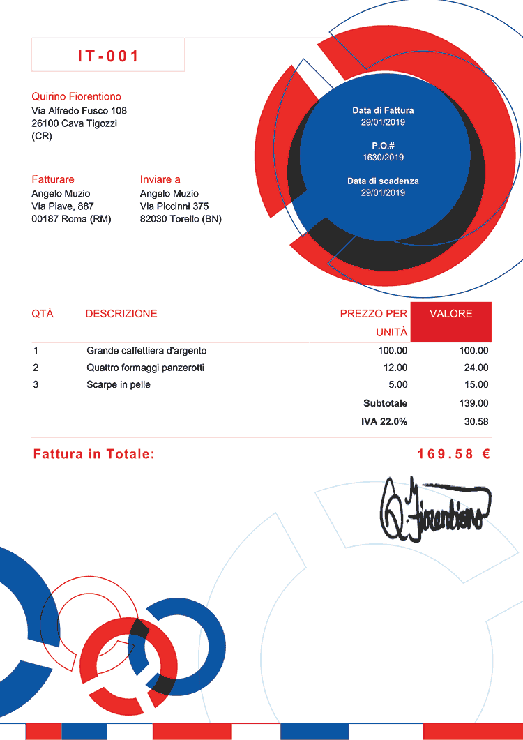 100 Modelli Di Fattura Gratis | Stampa & Manda PDF | Scarica Gratis