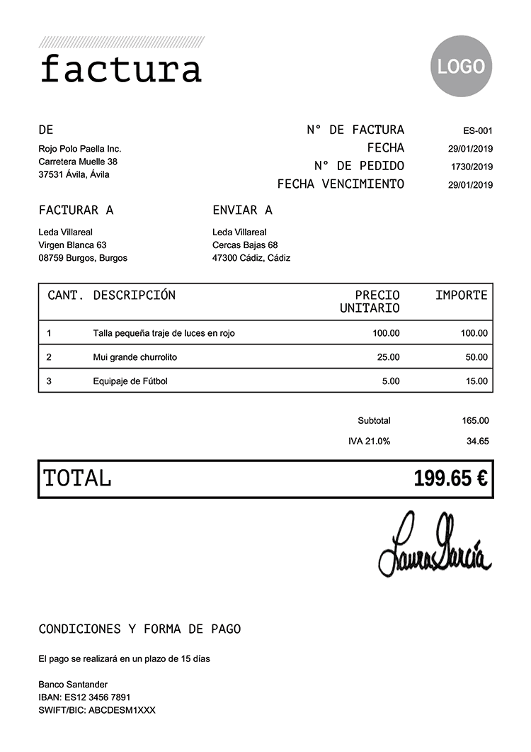 Ejemplos Prácticos para Llenar un Invoice de Trabajo