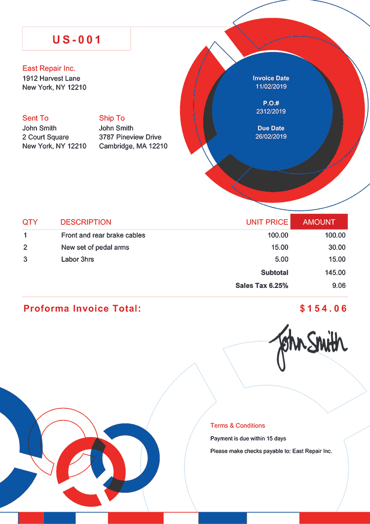 Proforma Invoice Template Us Connect Rbw 