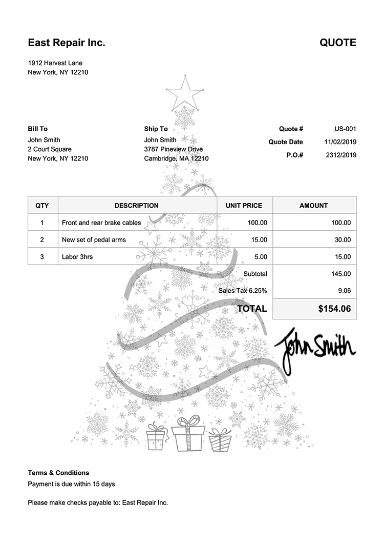 Quote Template Us Christmas Tree Black 