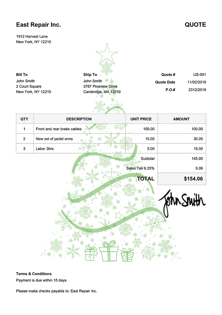 Quote Template Us Christmas Tree Green 