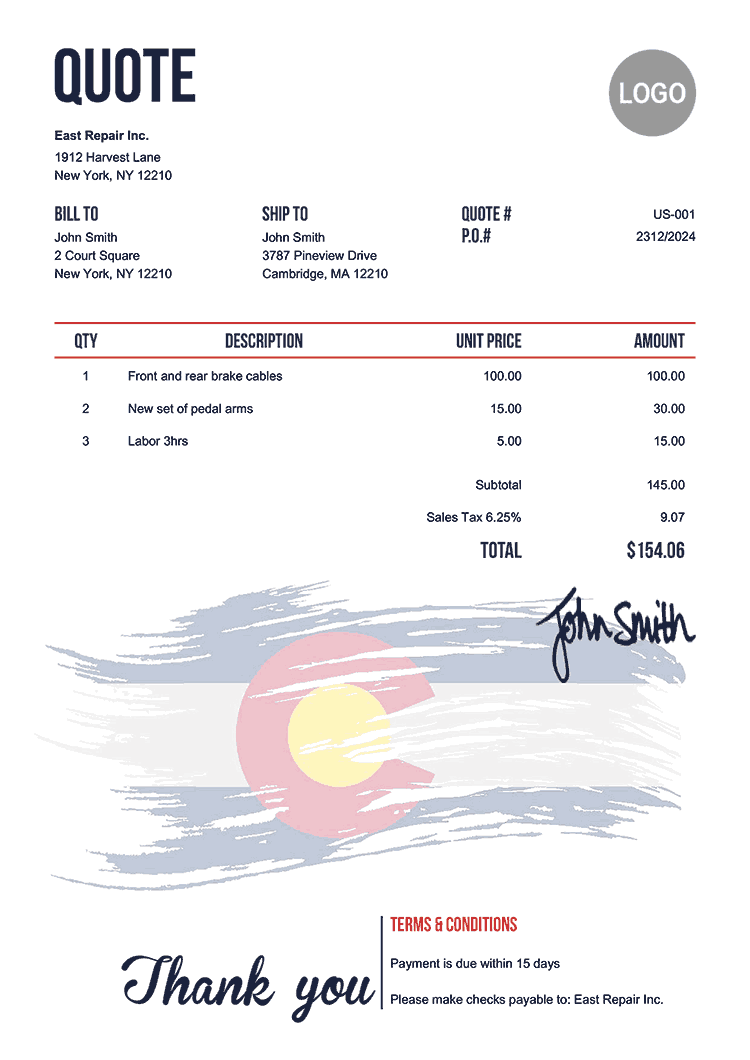 Quote Template Us Flag Of Colorado 