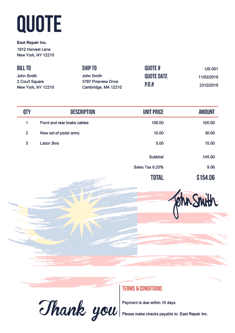 Quote Template Us Flag Of Malaysia 