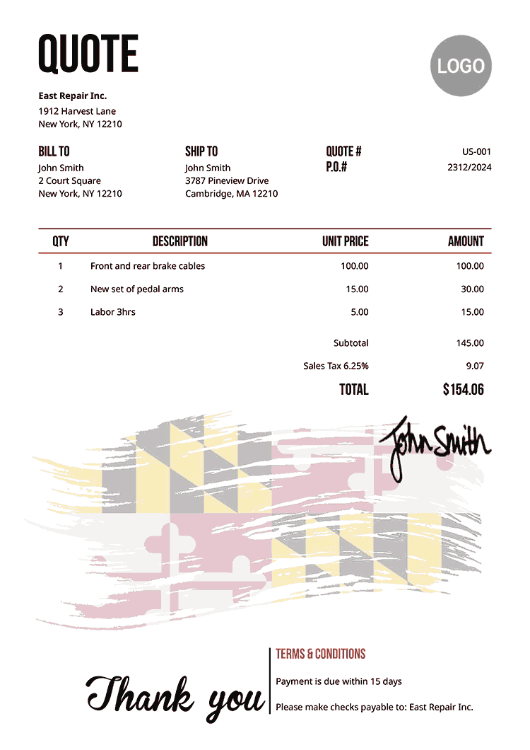 Quote Template Us Flag Of Maryland 