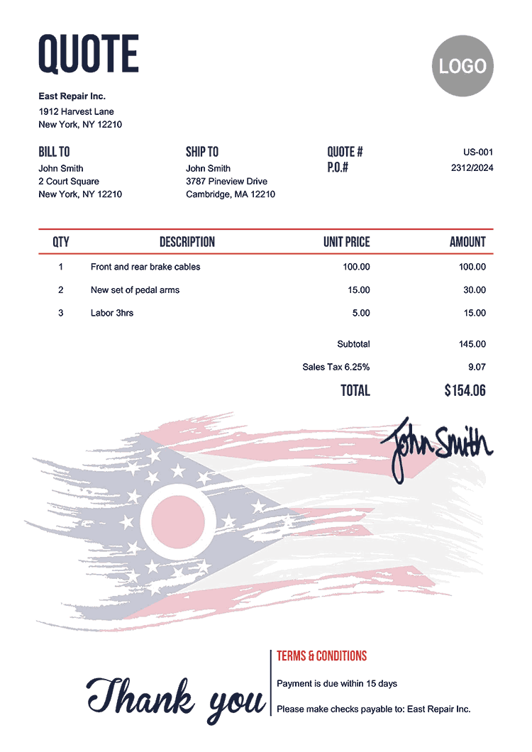 Quote Template Us Flag Of Ohio 