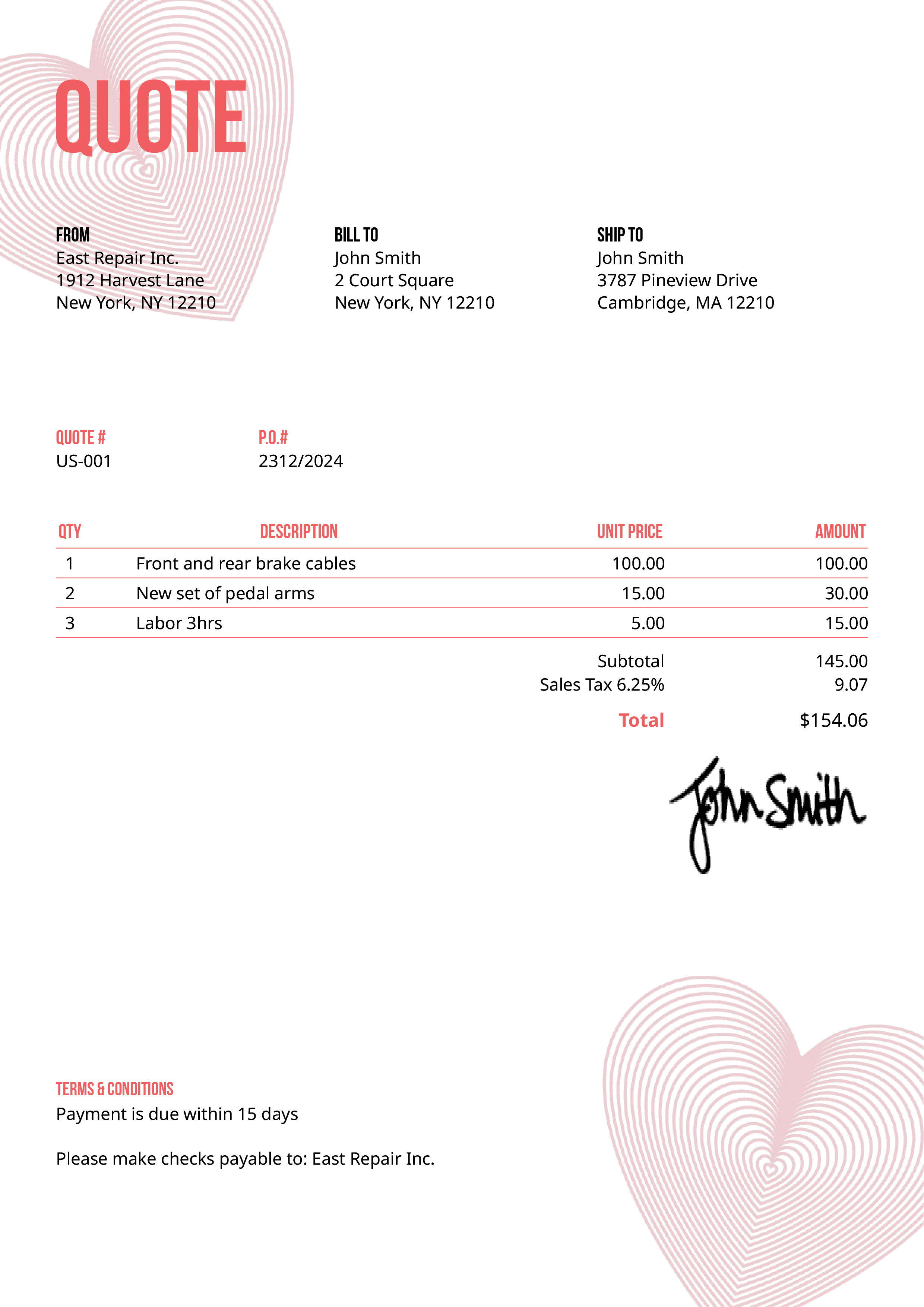 Quote Template Us Hearts Pink 