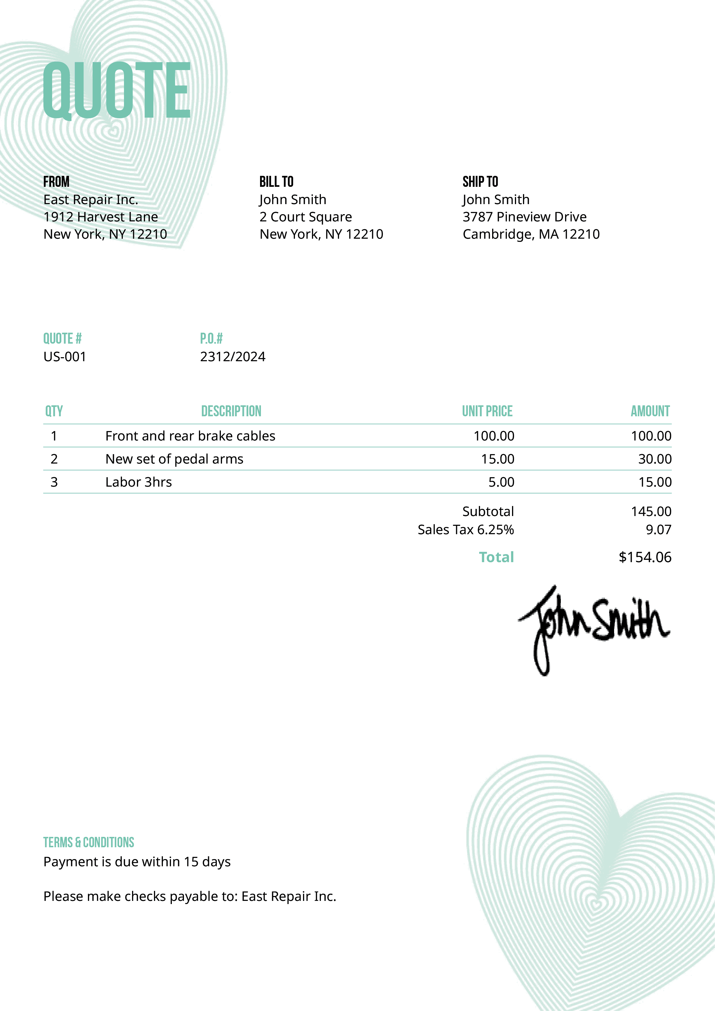 Quote Template Us Hearts Turquoise 