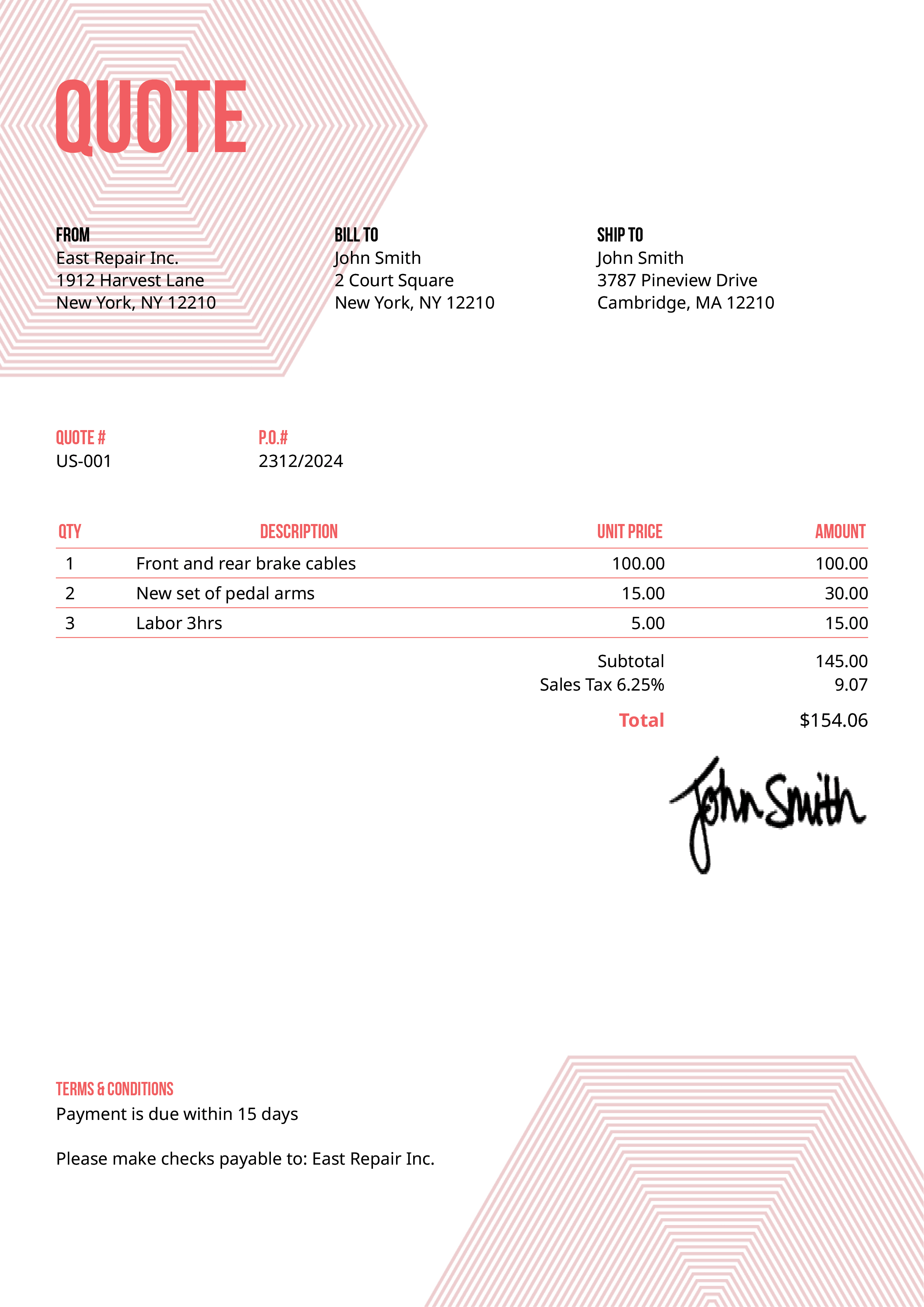 Quote Template Us Hexagons Pink 