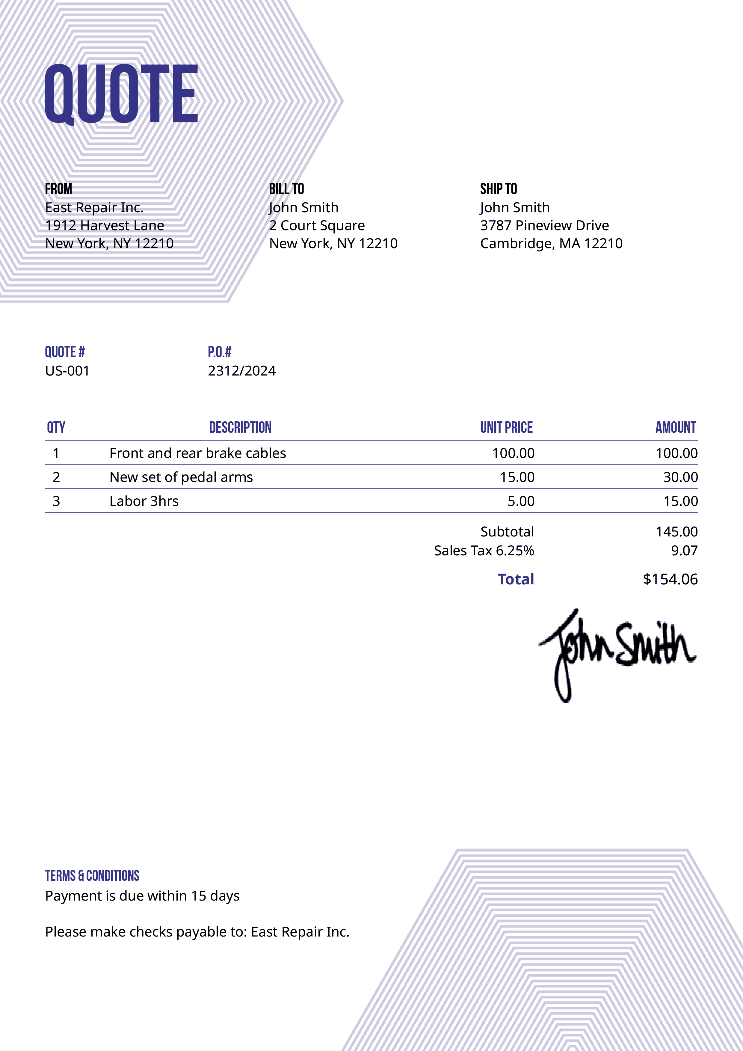 Quote Template Us Hexagons Purple 