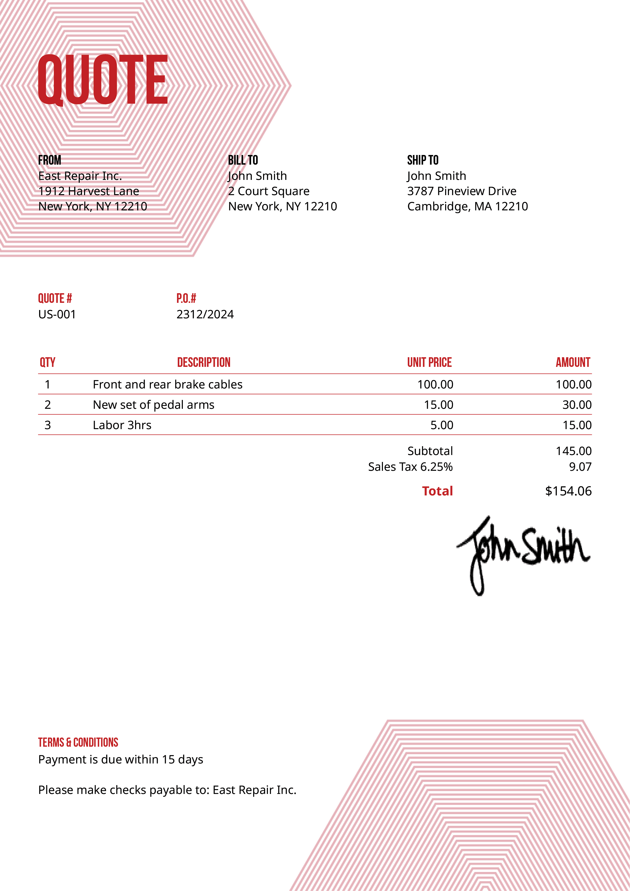 Quote Template Us Hexagons Red 